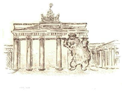 Berlin-Cartoon  Druckgrafik Kaltnadelradierung  Titel: Berliner Bär -  zurück zur Übersicht  hier klicken