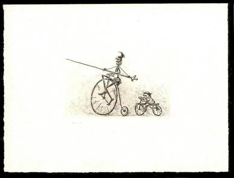 Cartoon   Ätzradierung  Titel : Don Quichote  -  zurück zur Übersicht hier klicken
