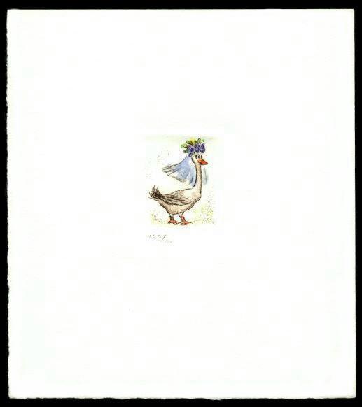 Druckgrafik   Kaltnadelradierung   Vogelhochzeit  Titel : Braut 2  -  zurück zur Übersicht hier klicken