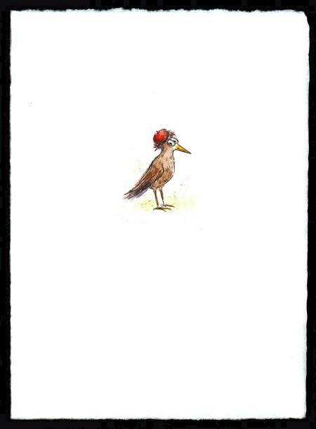 Druckgrafik   Kaltnadelradierung   Vogelhochzeit Titel :  Specht  -  zurück zur Übersicht hier klicken
